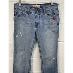 Old Navy Bootcut Jeans Blue Ultra‎ Low Waist Distressed Flower / Women's 6
